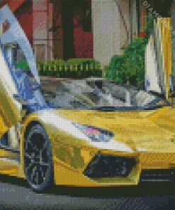 Golden Lamborghini Diamond Painting