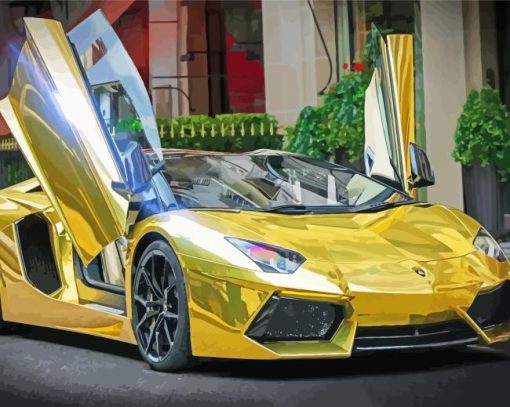 Golden Lamborghini Diamond Painting