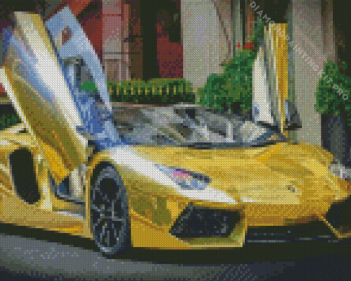 Golden Lamborghini Diamond Painting