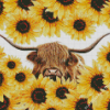 Highland Cow Sunflower Diamond Painting