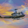 Huey Helicopter at Sunset Diamond Painting