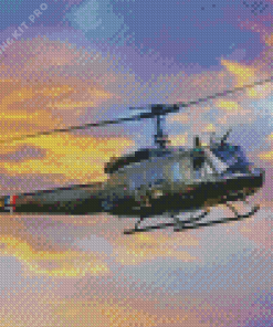 Huey Helicopter at Sunset Diamond Painting