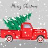 Illustration Christmas With Red Truck Diamond Painting