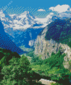 Lauterbrunen Swiss Alps Landscape Diamond Painting