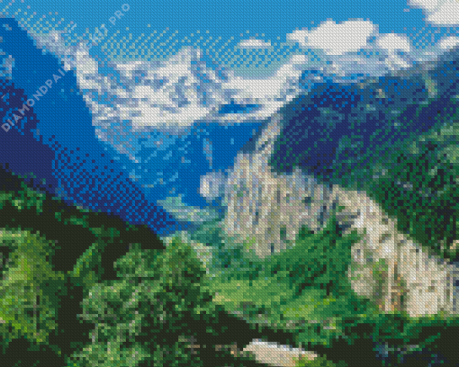 Lauterbrunen Swiss Alps Landscape Diamond Painting