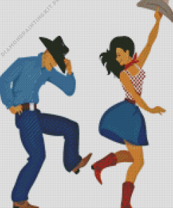 Line Dancing Couple Illustration Diamond Painting