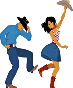 Line Dancing Couple Illustration Diamond Painting