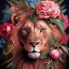 Lion in Flowers Diamond Painting