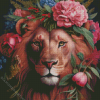 Lion in Flowers Diamond Painting