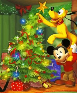 Mickey and Pluto Merry Christmas Diamond Painting