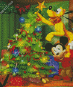 Mickey and Pluto Merry Christmas Diamond Painting