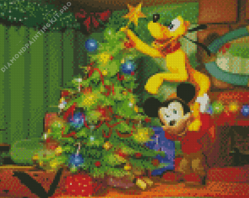 Mickey and Pluto Merry Christmas Diamond Painting