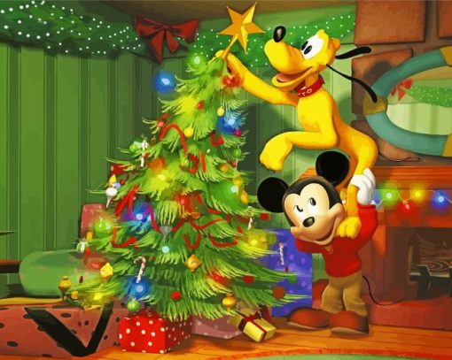 Mickey and Pluto Merry Christmas Diamond Painting