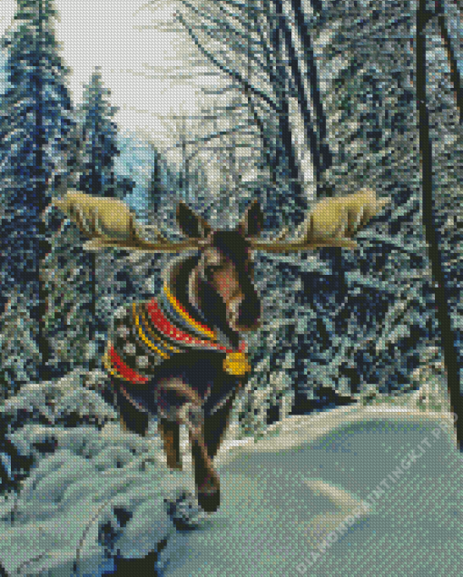 Moose in Winter Diamond Painting