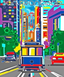 Pop Art San Francisco Tramway Diamond Painting