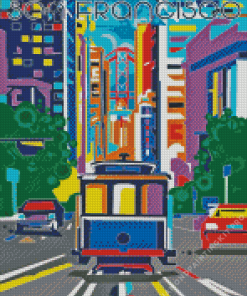 Pop Art San Francisco Tramway Diamond Painting