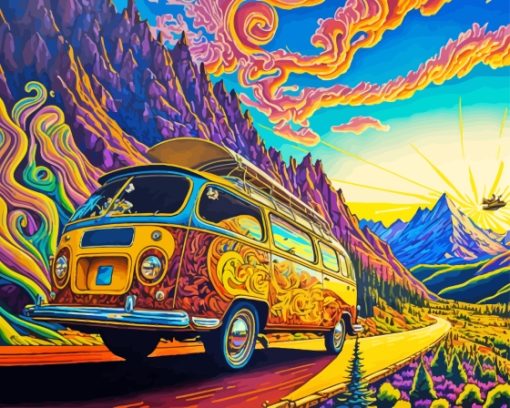 Psychedelic Vanlife Diamond Painting