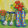 Rain Boots and Flowers Diamond Painting