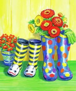 Rain Boots and Flowers Diamond Painting