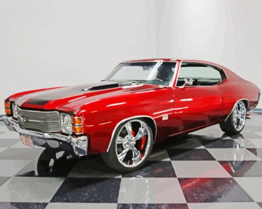 Red 71 Chevelle Car Diamond Painting