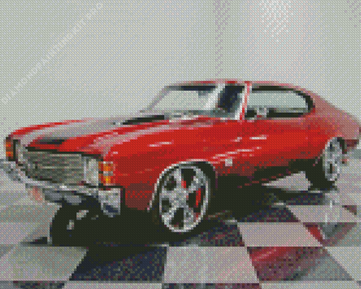 Red 71 Chevelle Car Diamond Painting