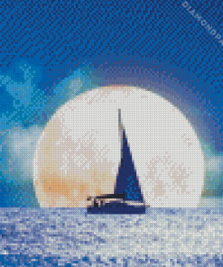 Sailboat During Moonlight Diamond Painting