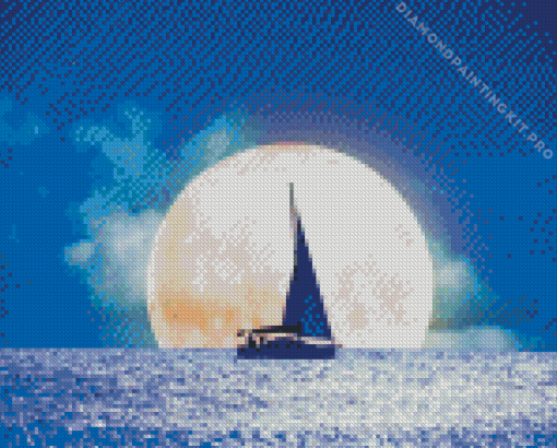 Sailboat During Moonlight Diamond Painting