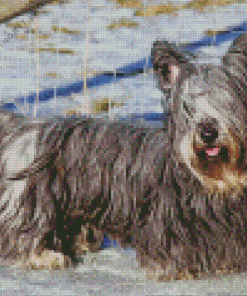 Skye Terrier in Snow Diamond Painting