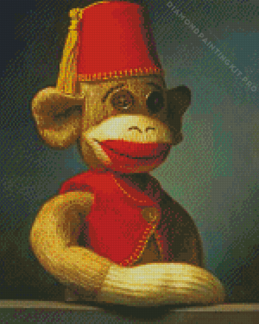 Sock Monkey Poster Diamond Painting