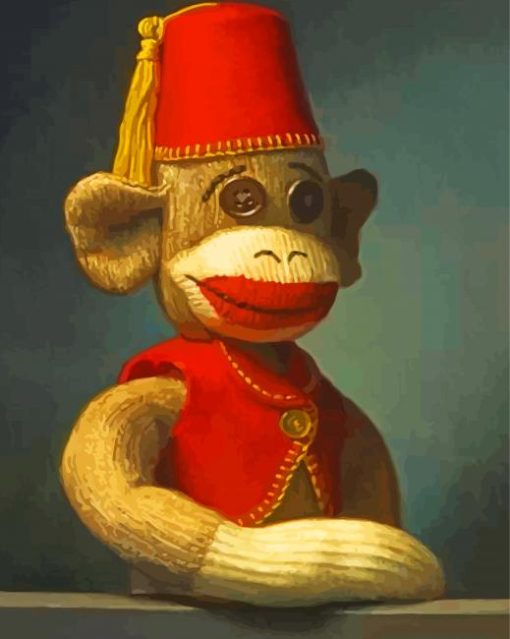 Sock Monkey Poster Diamond Painting