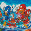 Sonic Characters Rafting Diamond Painting