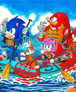 Sonic Characters Rafting Diamond Painting