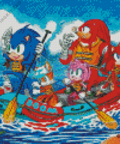 Sonic Characters Rafting Diamond Painting