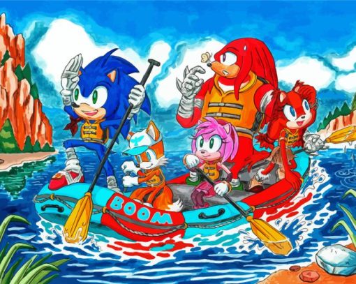 Sonic Characters Rafting Diamond Painting