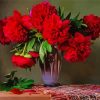 Still Life Red Peonies Vase Diamond Painting