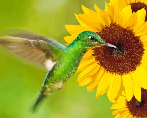 Sunflowers with Green Hummingbird Diamond Painting