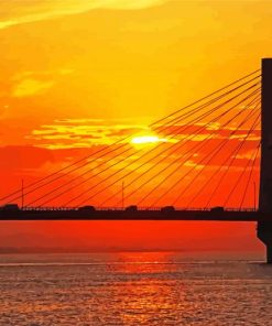 Sunset Over Choshi Bridge Diamond Painting