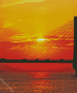 Sunset Over Choshi Bridge Diamond Painting