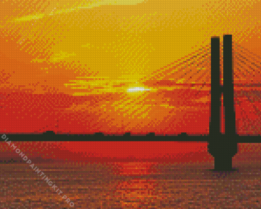 Sunset Over Choshi Bridge Diamond Painting