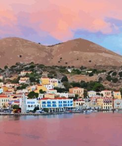 Sunset Over Symi Island Diamond Painting