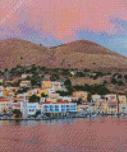 Sunset Over Symi Island Diamond Painting