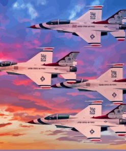 Thunderbirds Jets At Sunset Diamond Painting