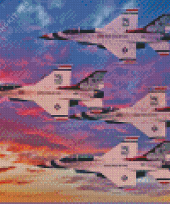 Thunderbirds Jets At Sunset Diamond Painting