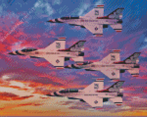 Thunderbirds Jets At Sunset Diamond Painting