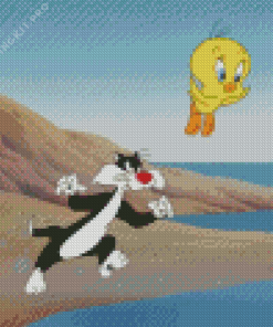 Tweety and Sylvester Cartoon Diamond Painting