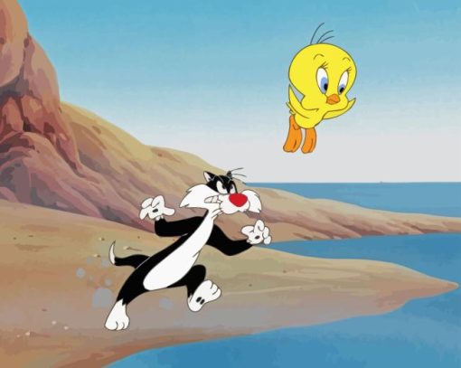 Tweety and Sylvester Cartoon Diamond Painting