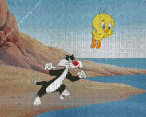 Tweety and Sylvester Cartoon Diamond Painting