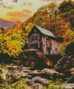 Watermill in Nature Diamond Painting