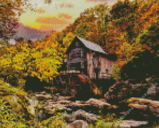 Watermill in Nature Diamond Painting