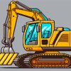 Yellow Excavator Illustration Diamond Painting